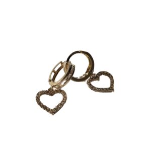 ARETES DE ORO 10 KT CON DECORACIÓN DE COLGUIJE EN FORMA CORAZÓN BIG HEART