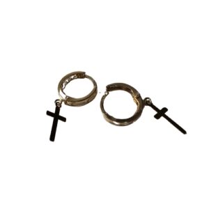 ARETES DE ORO 10 KT CON COLGUIJE EN CRUZ CROSSED LOVE
