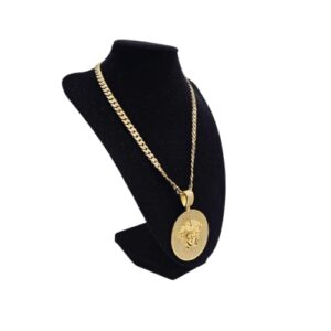 JUEGO DE CADENA DE ORO 10 KT ITALIANO BARBADA HECHA A MANO + DIJE DE ORO 10 KT FIGURA VERSACE