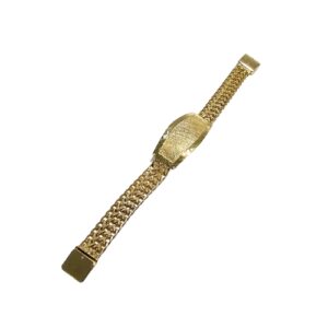 PULSERA DE ORO 10 KT ESLABÓN TIPO CUBANO CON PLACA HECHA A MANO