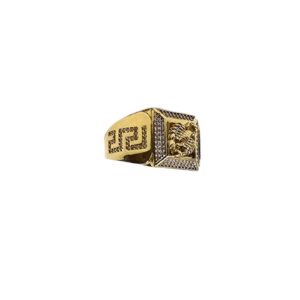 ANILLO DE ORO 10 KT ITALIANO FIGURA ALACRÁN CON DECORACIÓN DE ZIRCONIAS