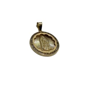 DIJE DE ORO 10 KT TIPO ITALIANO ZIRCONIA DE COLORES IMAGEN DE LA VIRGEN DE GUADALUPE