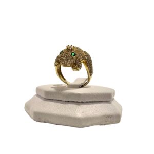 ANILLO DE ORO 10 KT CON FIGURA DE RANA ZIRCONIA DE IMPORTACIÓN ITALIANO