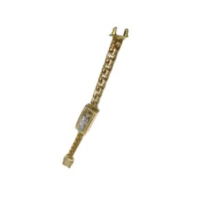 PULSO DE ORO 10 KT ESLABÓN TIPO CHINO SEMIHUECO ITALIANO SAN JUDAS TADEO ORO BLANCO ZIRCONIA IMPORTADA